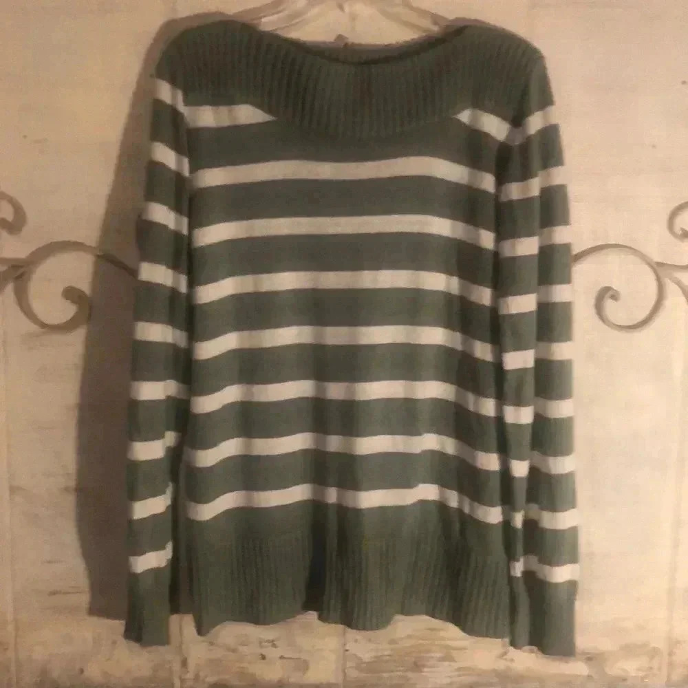 Thyme & Honey Sage & White Wide Stripe Sweater